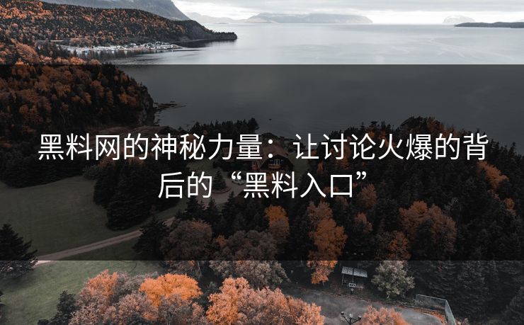 黑料网的神秘力量:让讨论火爆的背后的“黑料入口” 黑料网的神秘力量:让讨论火爆的背后的“黑料入口”