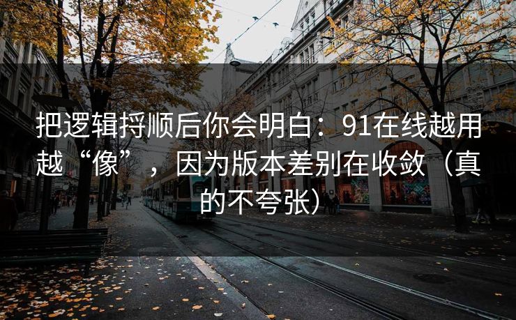 把逻辑捋顺后你会明白：91在线越用越“像”，因为版本差别在收敛（真的不夸张）